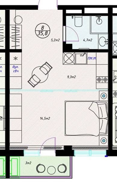 1-Bedroom Apartment in Olivia, Sochi