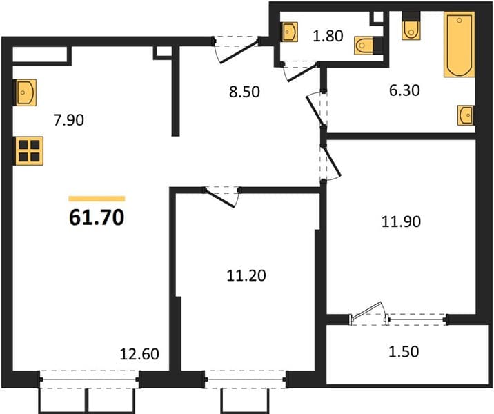 1-Bedroom Apartment in Porto-Novo, Tsemdolina, Novorossiysk