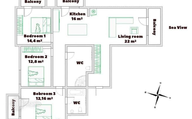 2-Bedroom Apartment with Mountain and Sea Views in Becici, Budva, photo 5