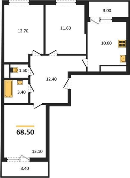 3-Bedroom Apartment in Oblaka-3, Novorossiysk