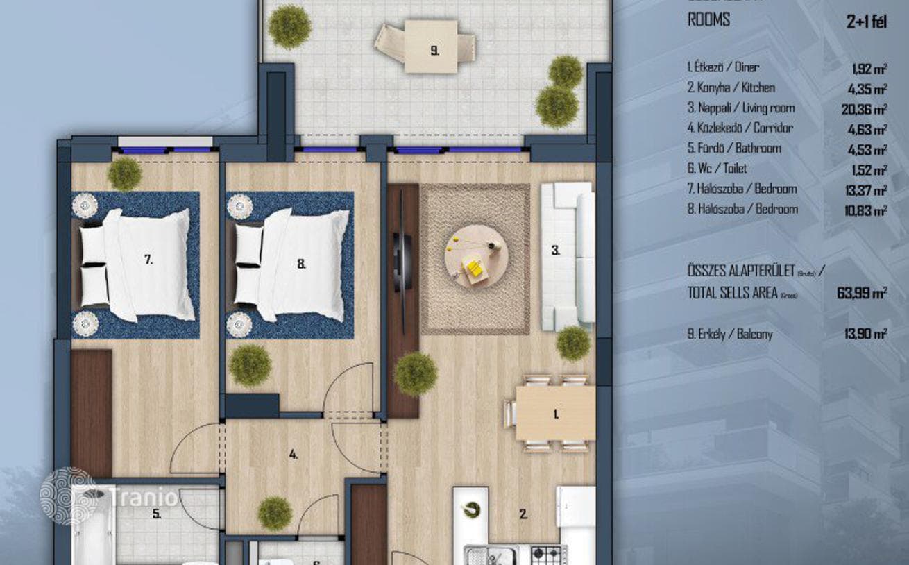 3-комнатные апартаменты в новостройке 71 м² в Районе XIII, Венгрия