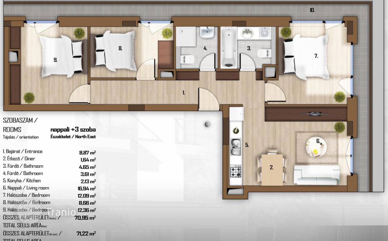 4-комнатные апартаменты в новостройке 71 м² в Районе XIII, Венгрия