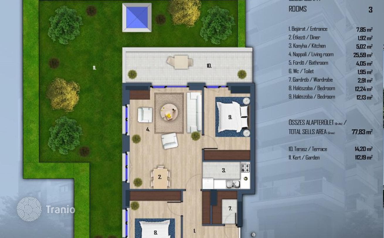 3-комнатные апартаменты в новостройке 113 м² в Районе XIII, Венгрия