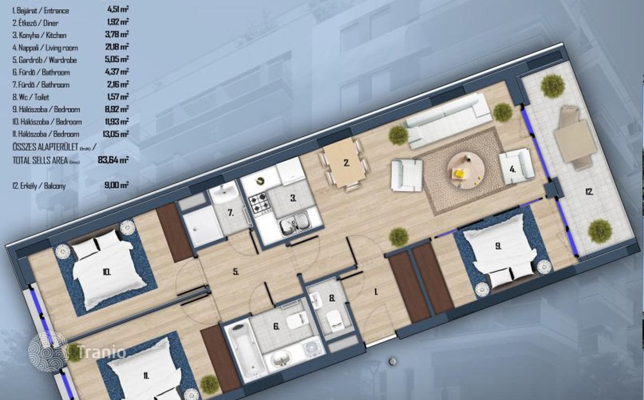 4-комнатные апартаменты в новостройке 88 м² в Районе XIII, Венгрия