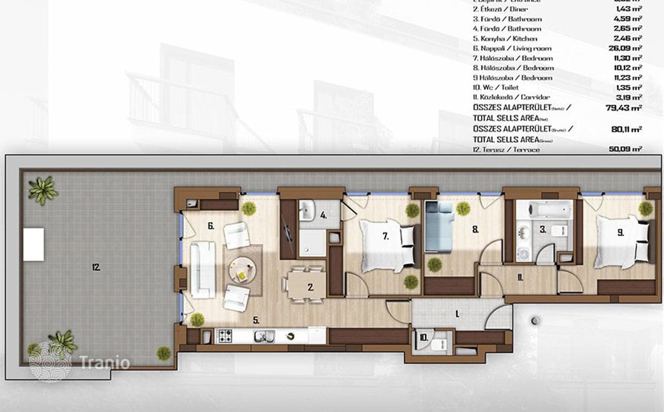 4-комнатные апартаменты в новостройке 80 м² в Районе XIII, Венгрия