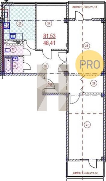 3 к. квартира 84.05 кв. м, 2/9 этаж. ЖК Две реки, Туапсе, Россия