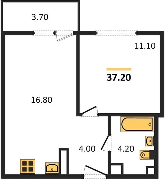 1 к. квартира 37.20 кв. м, 3/12 этаж. ЖК Флора, Сочи, Россия