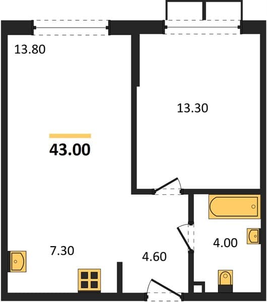 1-Bedroom Apartment in Porto-Novo, Tsemdolina, Novorossiysk