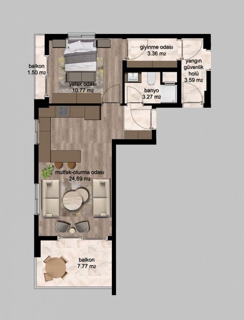 Квартира в Мерсине, Турция, 74 м², фото 5